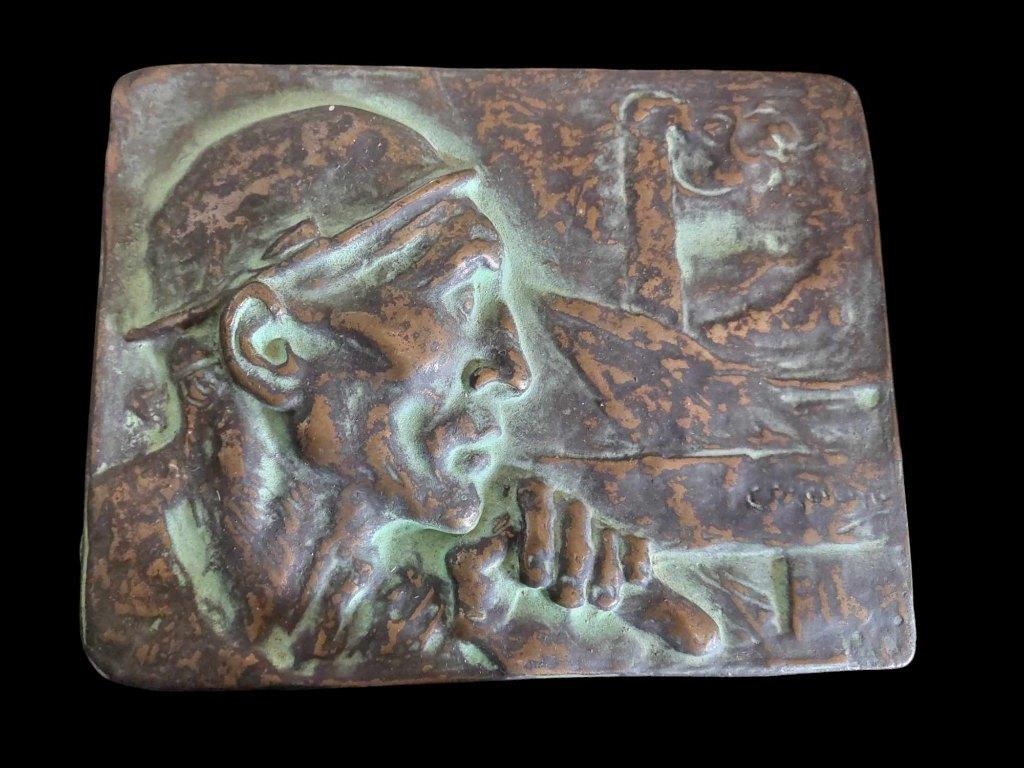 Plaque en bronze Constantin Meunier, Enlèvement, Bronze