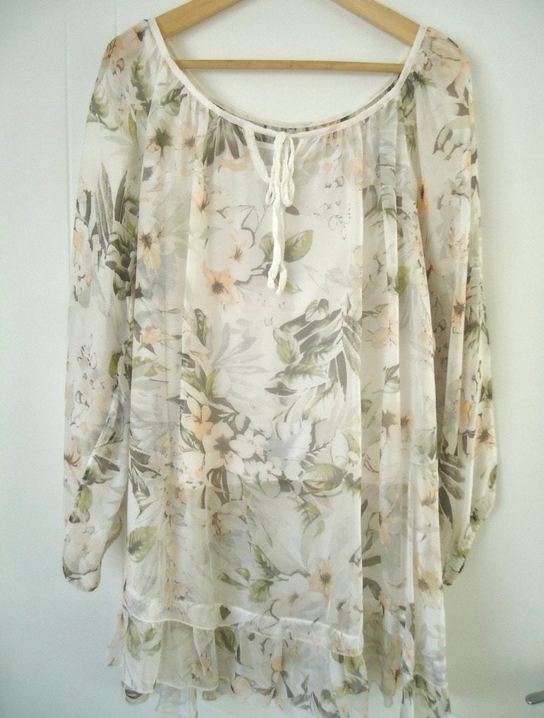 Blouse blanche à fleurs - Paprika, Paprika, Enlèvement ou Envoi, Comme neuf, Taille 46/48 (XL) ou plus grande