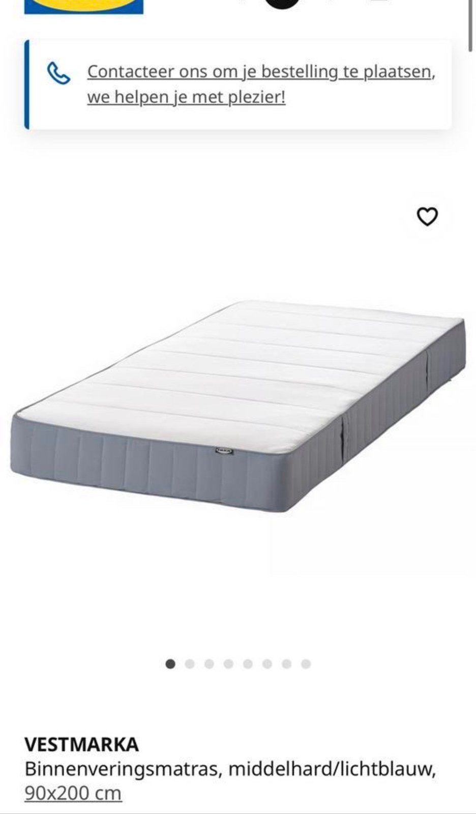 Binnenveringsmatras 1-persoon Vestmarka Ikea - zeer goed, Ophalen, 90 cm, Eenpersoons, Zo goed als nieuw