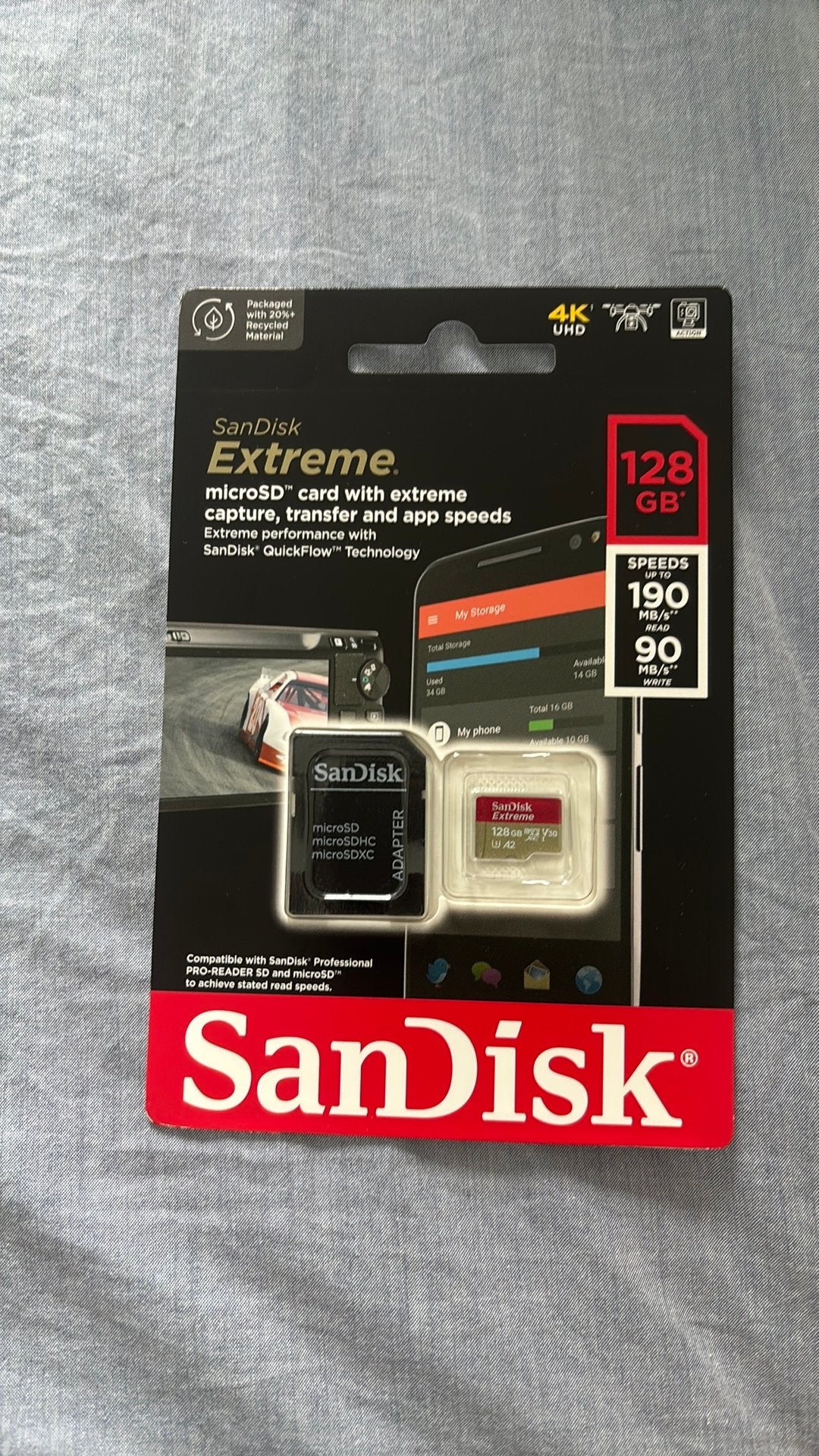 Tout neuf - Sandisk Extreme 128 Go V30 A2, TV, Hi-fi & Vidéo, Neuf, SD, Compatible vidéo Full HD, Enlèvement ou Envoi
