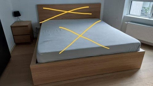 Lit 140x200cm Malm ikea sans tête couleur chêne foncée, Maison & Meubles, Enlèvement