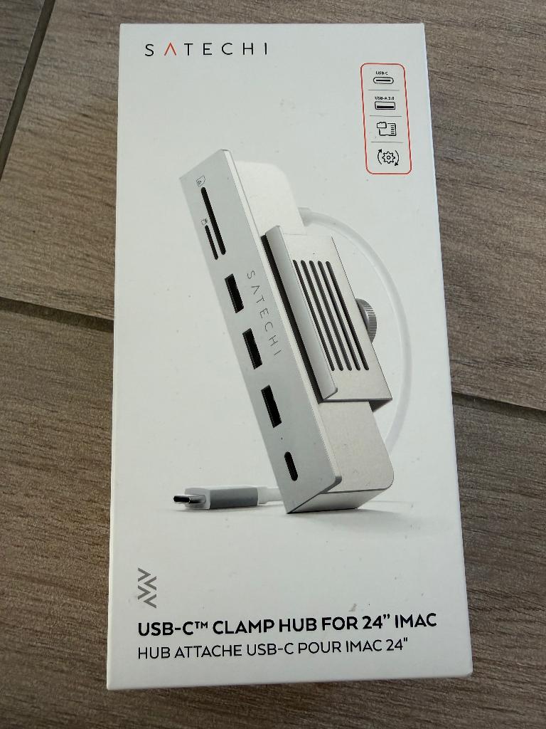 Satechi USB-C Clamp Hub voor 24" iMac - Zilver (Nieuw), Computers en Software, Dockingstations, Nieuw, USB-hub, Ophalen