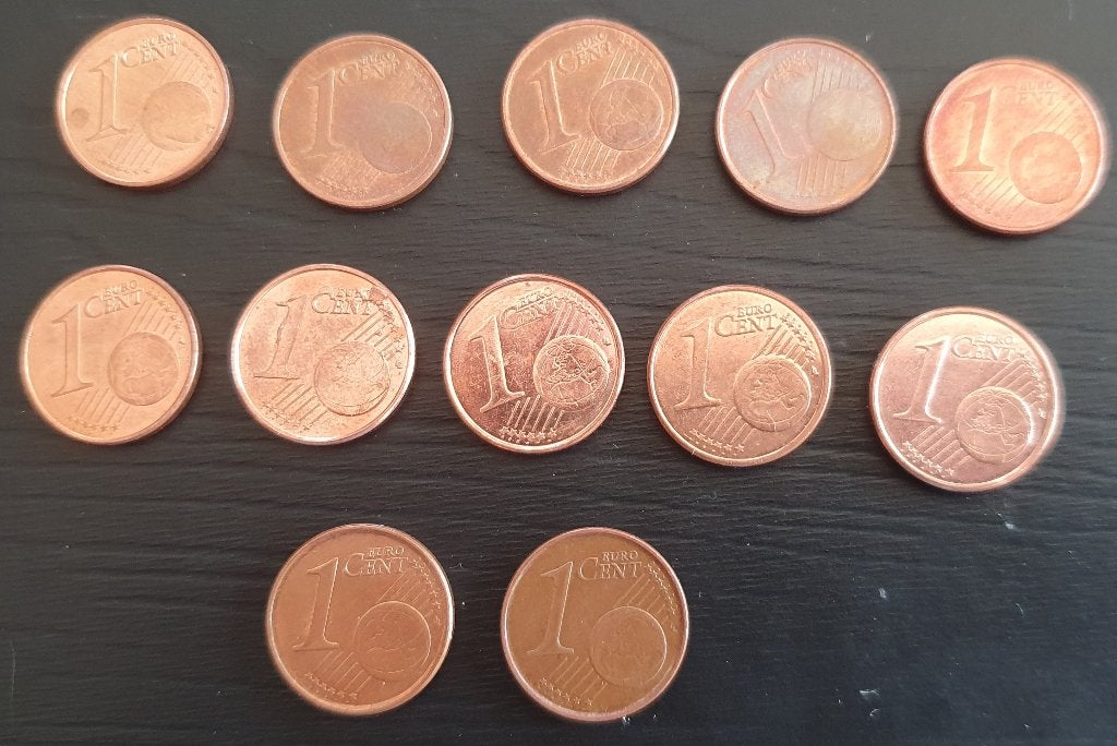 12 eurocenten van 1 cent van België, Postzegels en Munten, Verzenden, Setje