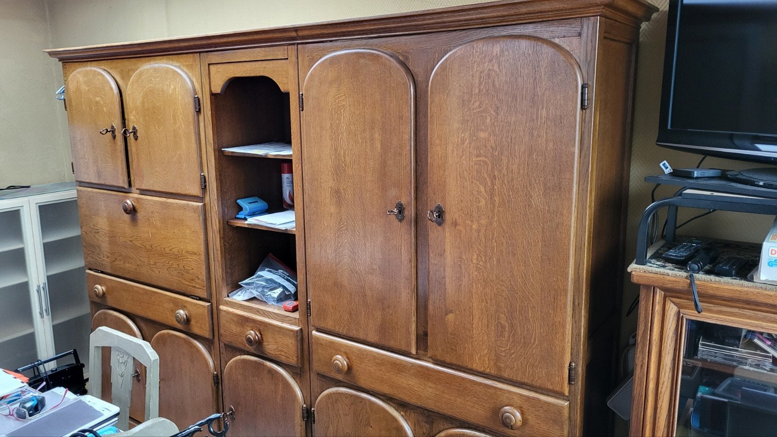 Grote wandkast met ingebouwde bar, Antiek en Kunst, Ophalen