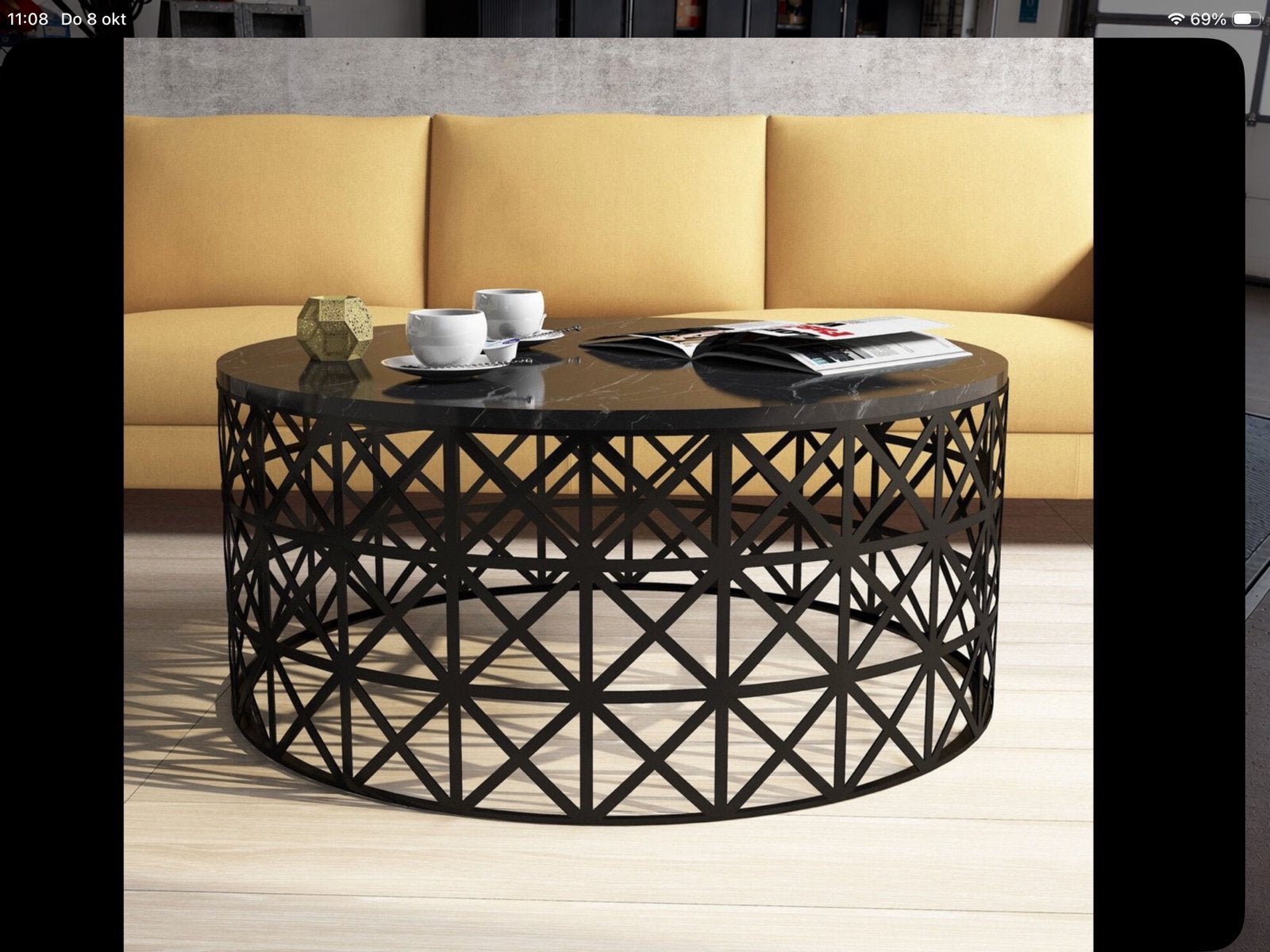 Salontafel Selin Melamine zwart, Huis en Inrichting, Ophalen, Rond, Nieuw, 50 tot 100 cm