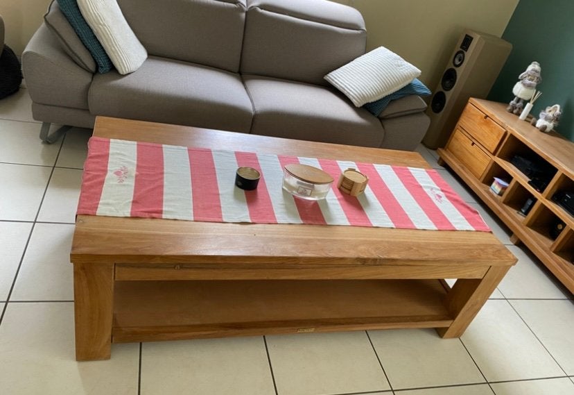 Table basse en Teck, Maison & Meubles, Enlèvement, Comme neuf, Teck