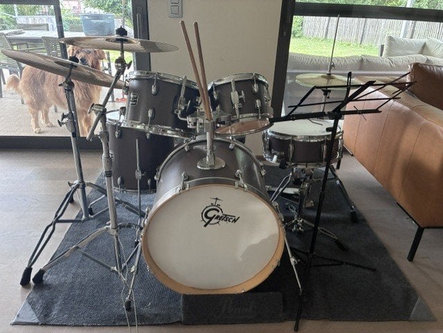 Drumstel, bruin, merk Gretsch, Muziek en Instrumenten, Drumstellen en Slagwerk, Ophalen, Gebruikt