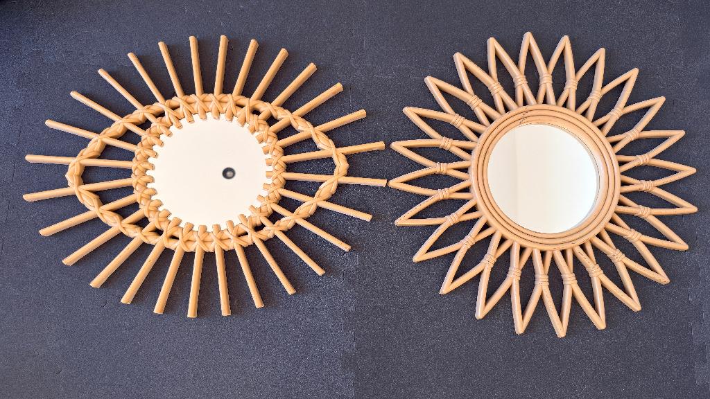 Rotan look spiegels, Huis en Inrichting, Ophalen, Zo goed als nieuw, 50 tot 75 cm