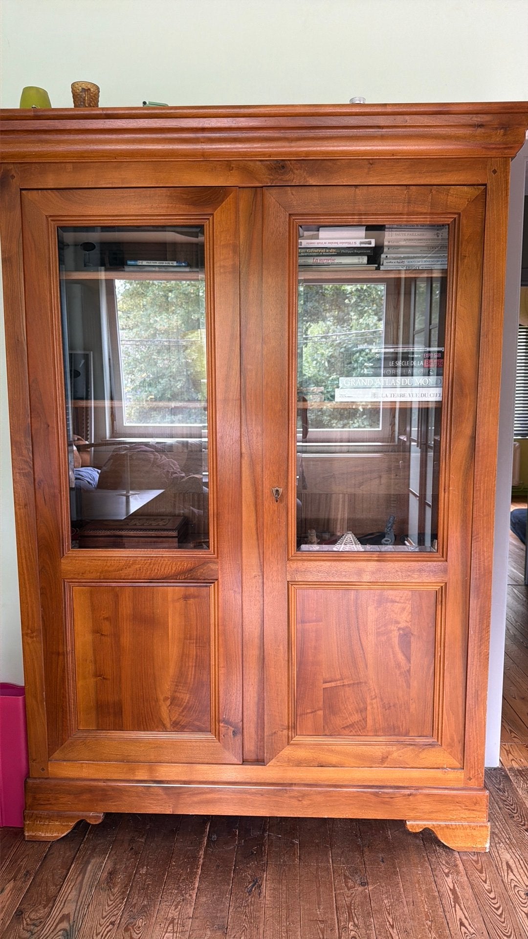 Armoire vitrine bibliotheque merisier 2 portes, Enlèvement