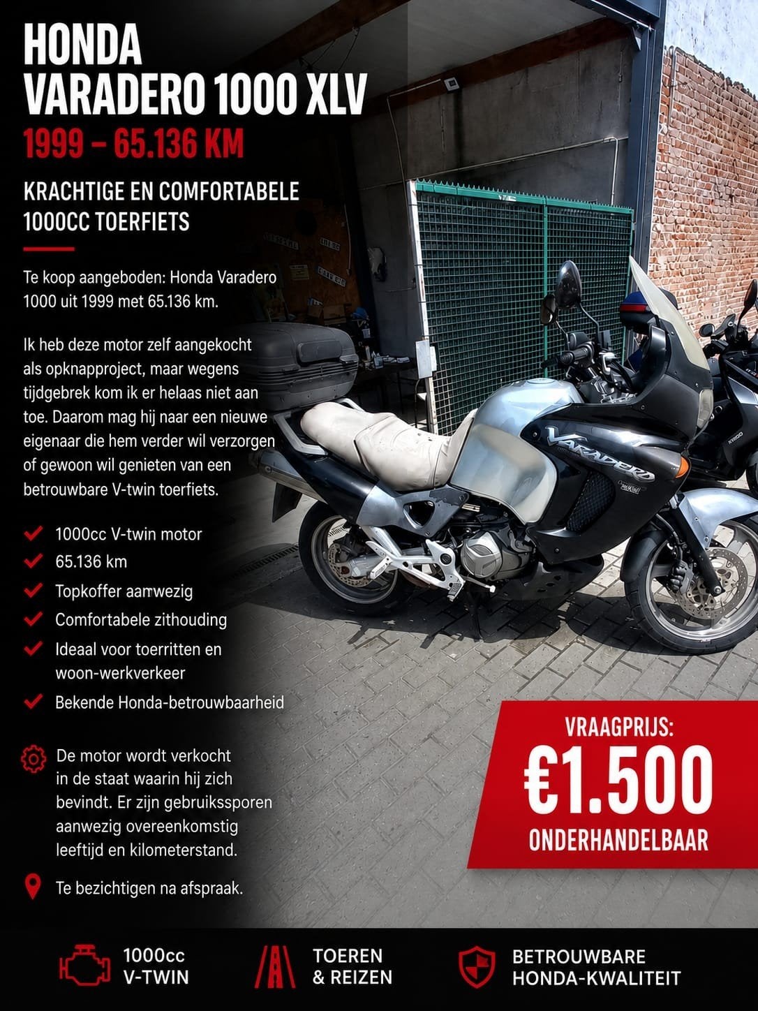 Honda Varadero, Motoren, Motoren | Honda, Motorrijbewijs A, Gebruikt, Particulier, 1000 cc