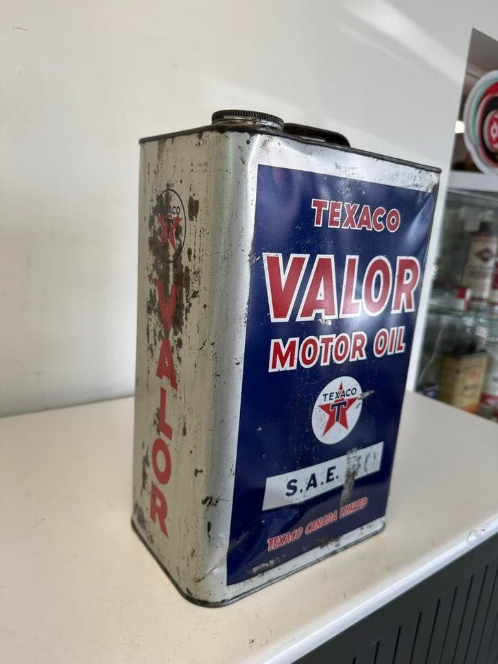 Vintage Texaco Valor Motorolie Blik, Antiquités & Art