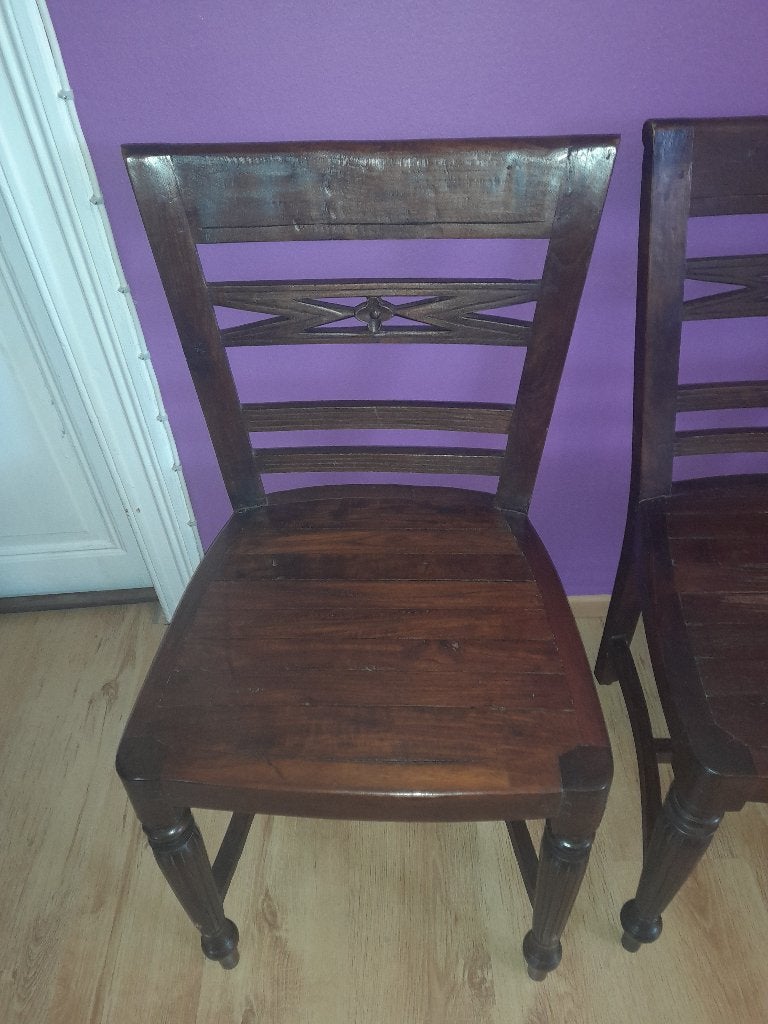 6 chaises teck Salle à manger Style Colonial, Maison & Meubles, Enlèvement, Utilisé, Teck Teak Colonial, 4 à 6 chaises