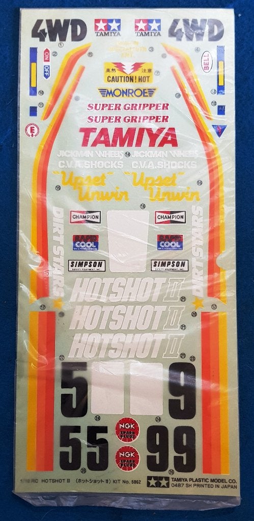 Vintage Tamiya RC Decal HotShot II #58062 (NIP) van 1987, Elektro, Verzenden, Nieuw, Schaal 1:10