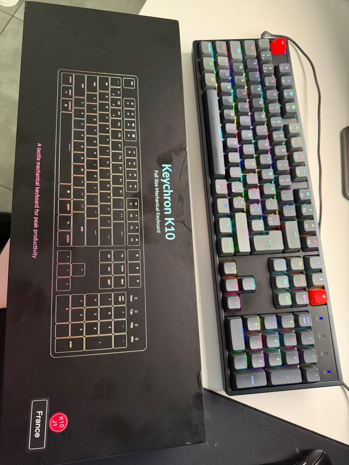 Clavier mécanique Keychron K10, Computers en Software, Toetsenborden, Zo goed als nieuw, Azerty, Hot-swappable, Ophalen