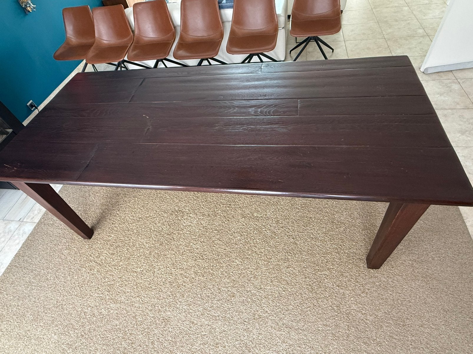 Eiken tafel 220 x 100, Huis en Inrichting, Tafels | Salontafels, Ophalen, Gebruikt, 100 tot 150 cm, Eikenhout
