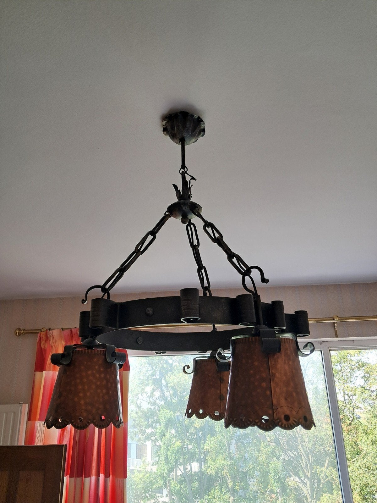 Lustre ancien métal cuivré, Maison & Meubles, Lampes | Suspensions, Métal