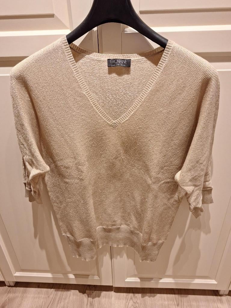 Zeer mooie goudkleurige trui met glinster van Giovane, NIEUW, Enlèvement ou Envoi, Beige, Giovane, Taille 42/44 (L)