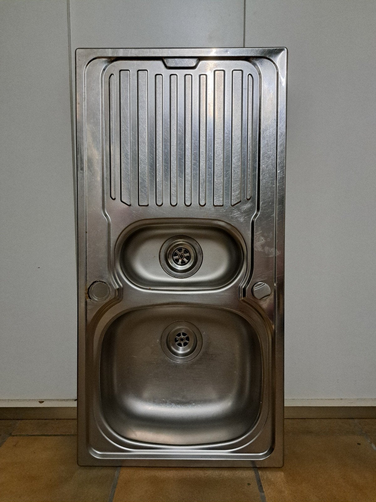 Spoelbak Rvs 1 1/2 met afdruiprek, Bricolage & Construction, Sanitaire, Enlèvement, Comme neuf, Inox, Autres types