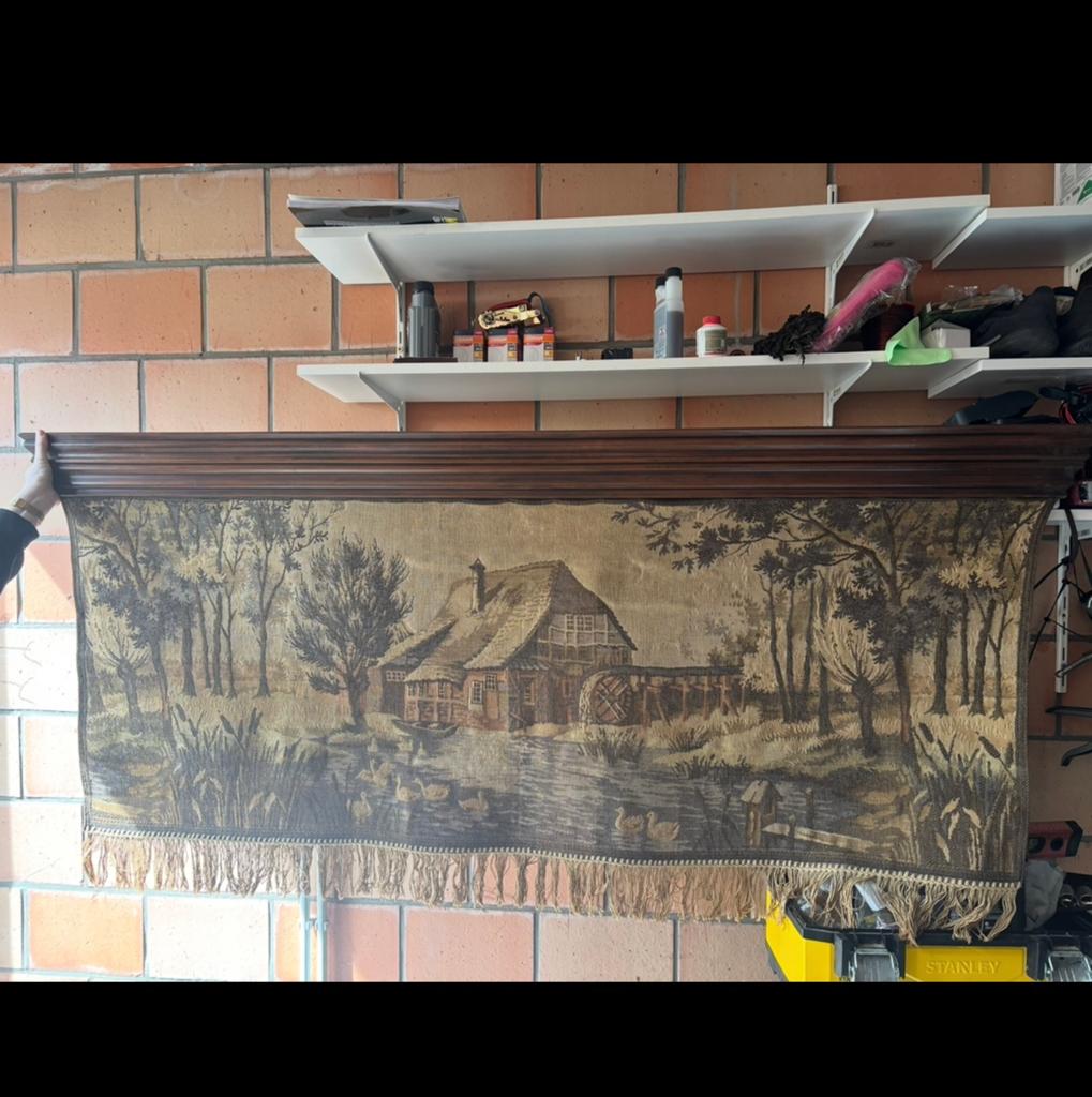 Vintage Gobelin Wandtapijt met Houten Lijst – Landelijk Mole, Ophalen of Verzenden, Zo goed als nieuw