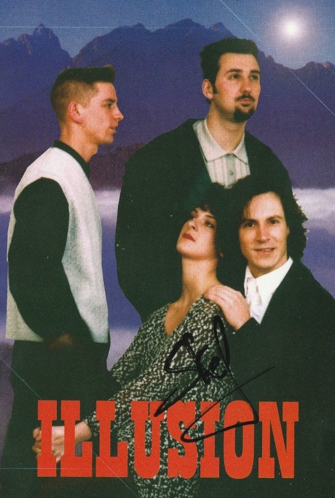 Illusion - foto met handtekening - 1995, Verzamelen, Ophalen of Verzenden, Zo goed als nieuw, Foto of Kaart, Gesigneerd
