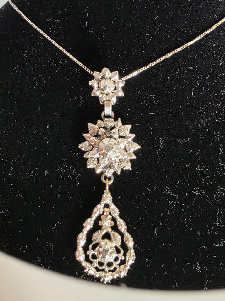 Antieke hanger met diamanten,  ca 1818-1860, Ophalen of Verzenden, Goud, Hanger, Met edelsteen