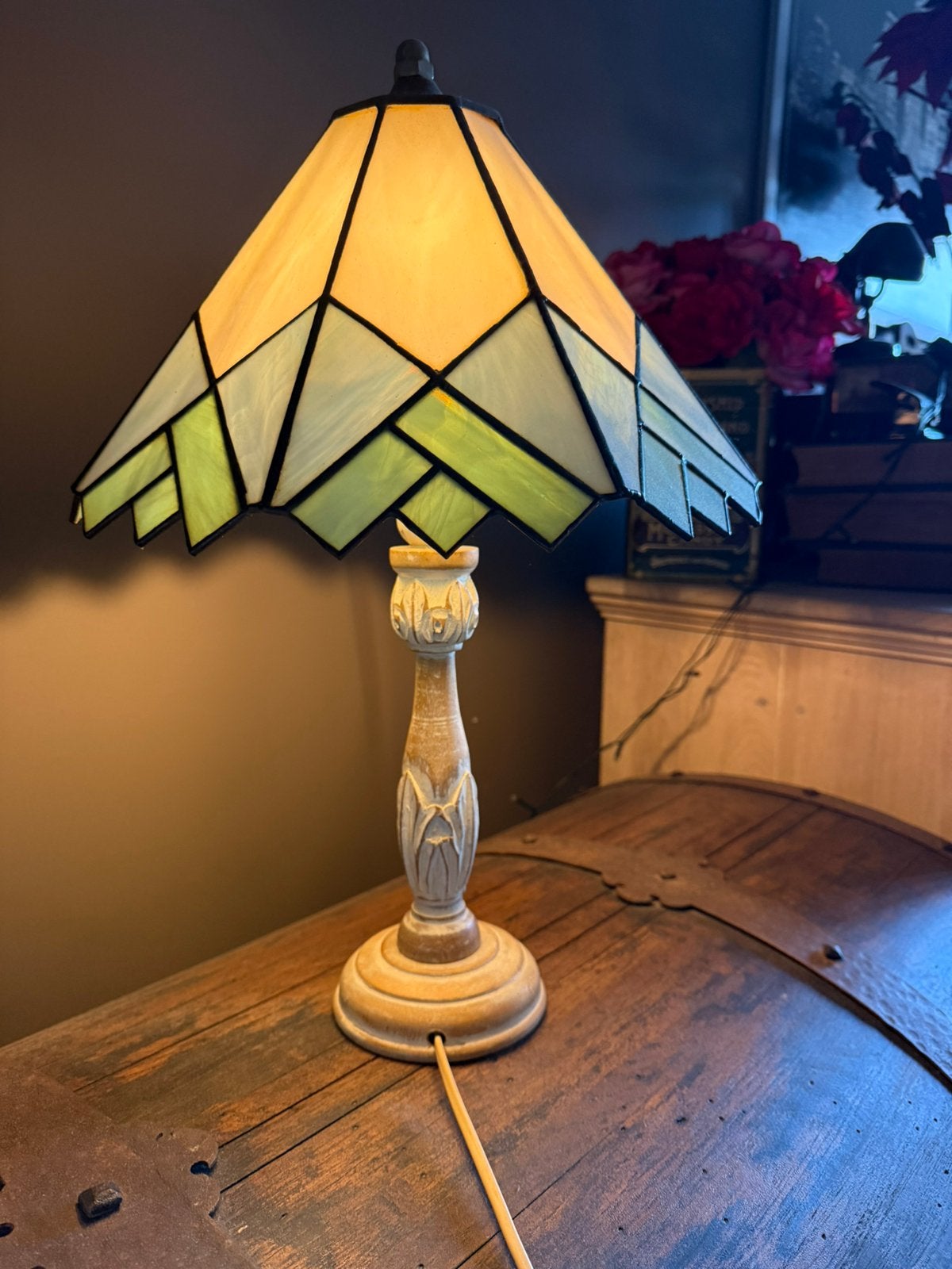 Lampe de table décorative de style Tiffany, Jaune, Enlèvement, Comme neuf, Campagne
