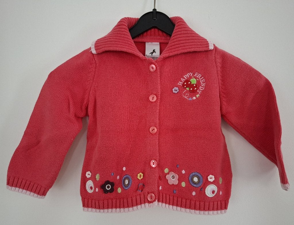 Gilet mi saison framboise/rose brodé 92cm/2ans, Pull ou Veste, C&a, Enlèvement, Utilisé