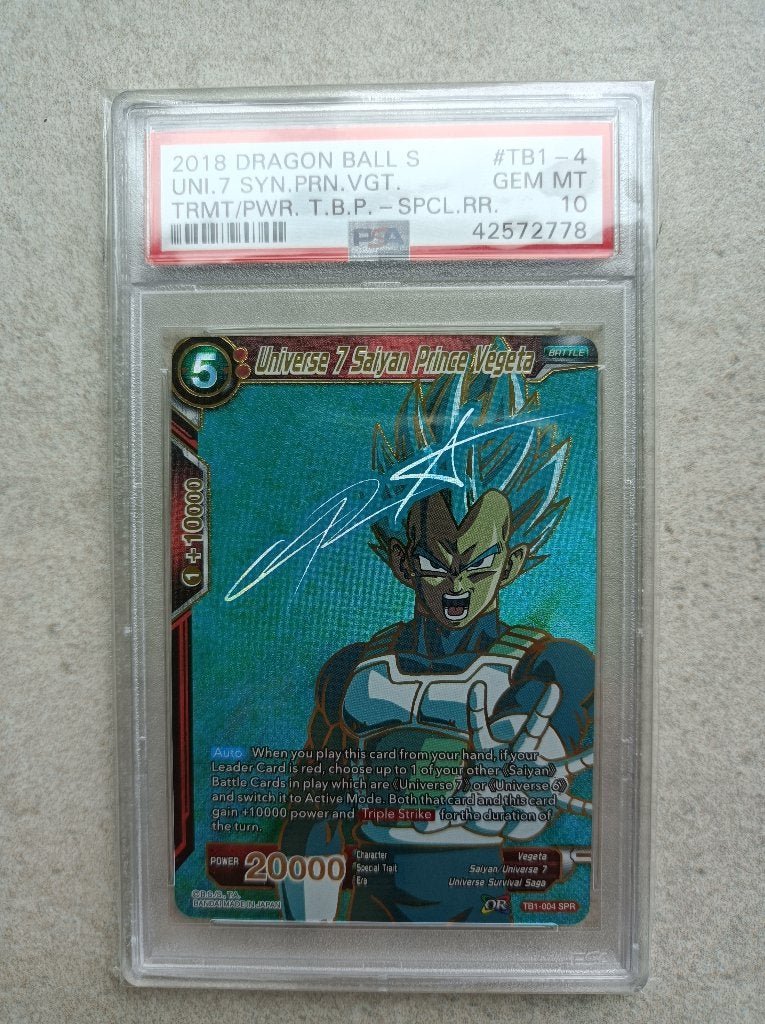 2018 DBS Universe 7 Saiyan Prince Vegita TB1-004 SPR PSA 10, Hobby & Loisirs créatifs, Enlèvement ou Envoi, Neuf, Pochettes ou Étuis à cartes