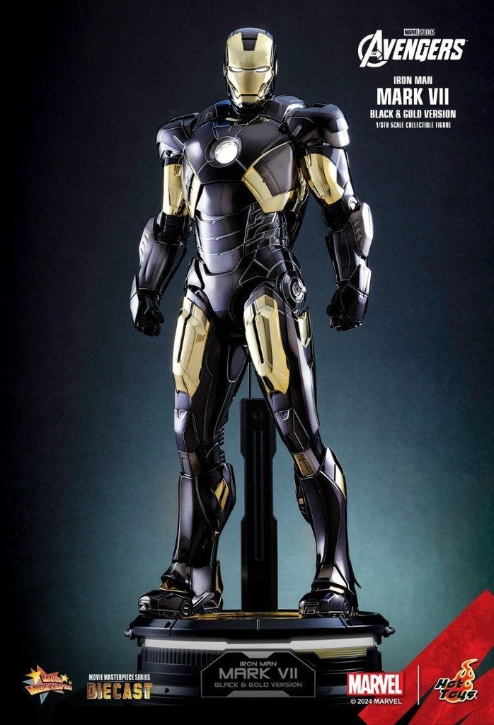 Hot Toys Iron Man Mark VII Black & Gold MMS741-D61, Collections, Statues & Figurines, Enlèvement, Neuf, Humain