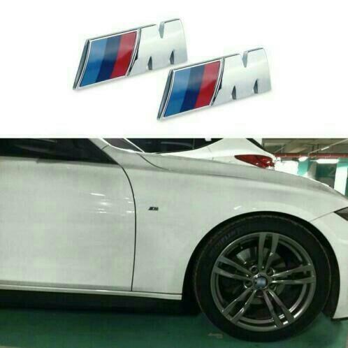 Bmw spatbord m logo's 45 mm x 15 mm chroom of glans zwart, Ophalen of Verzenden, Spatbord, BMW, Nieuw