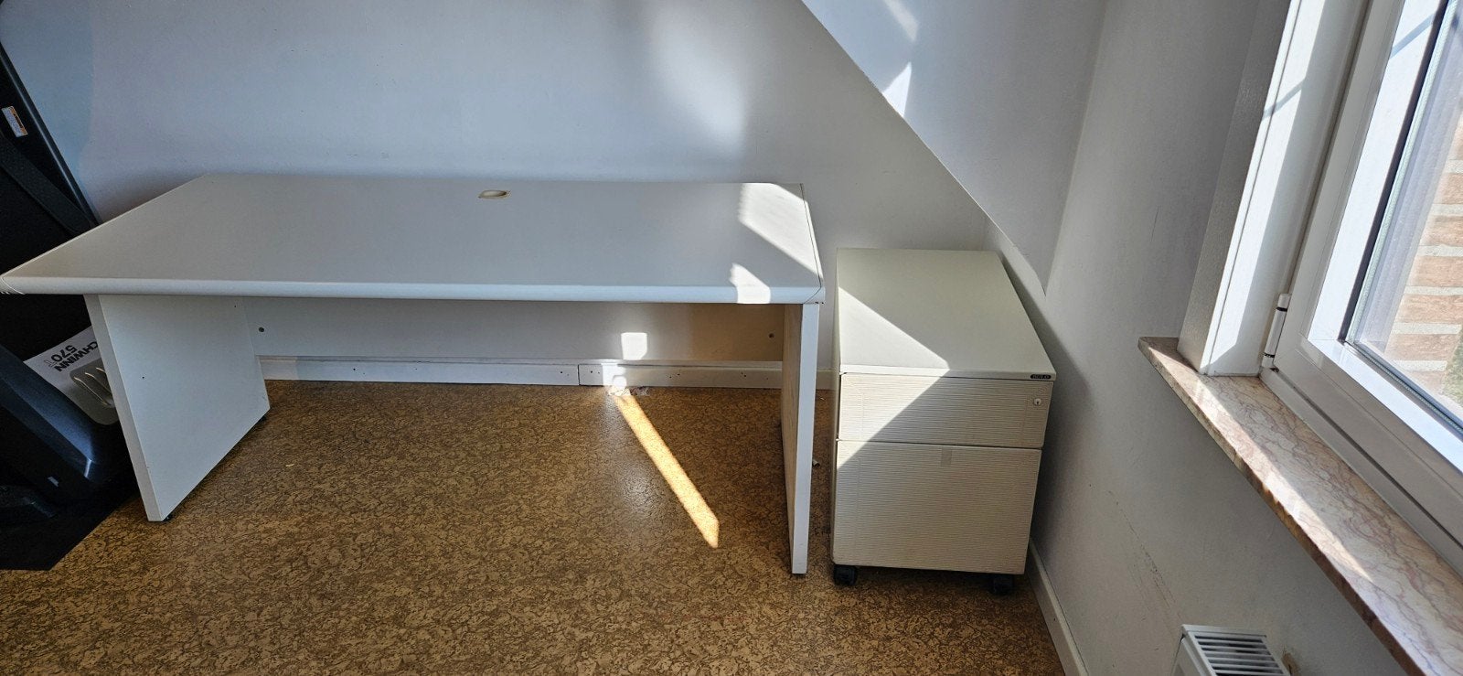 Compleet Wit Bureau met Rolblok – Ideaal voor Thuiswerkplek!, Huis en Inrichting, Ophalen, 160 cm, Gebruikt, Wit