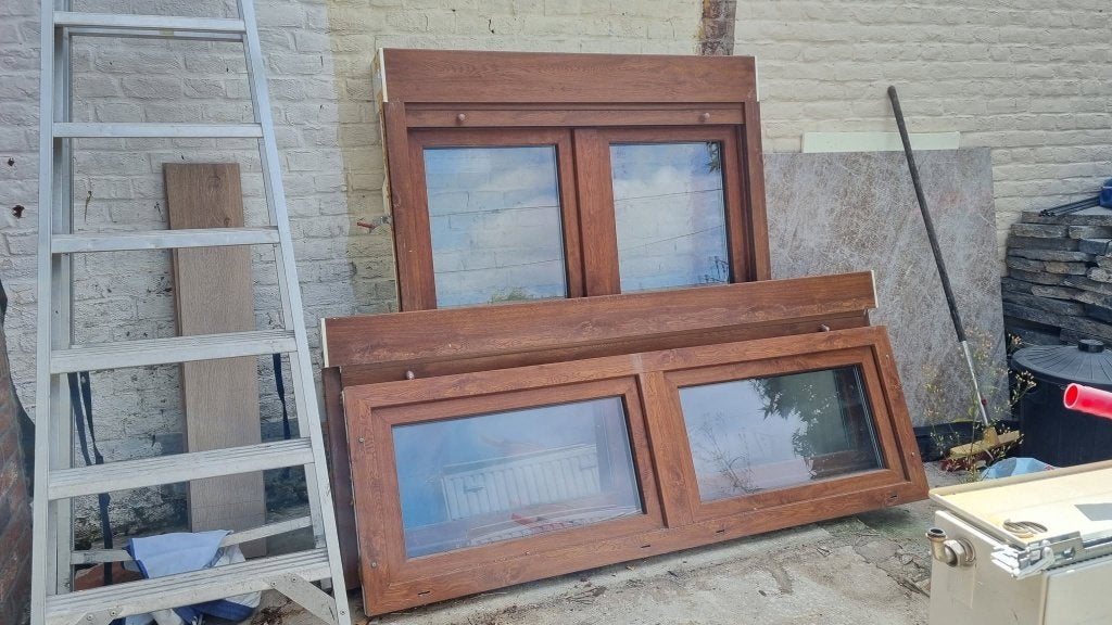 Châssis PVC double vitrage, Bricolage & Construction, Double vitrage, 120 à 160 cm, Fenêtre de façade ou Vitre, Enlèvement
