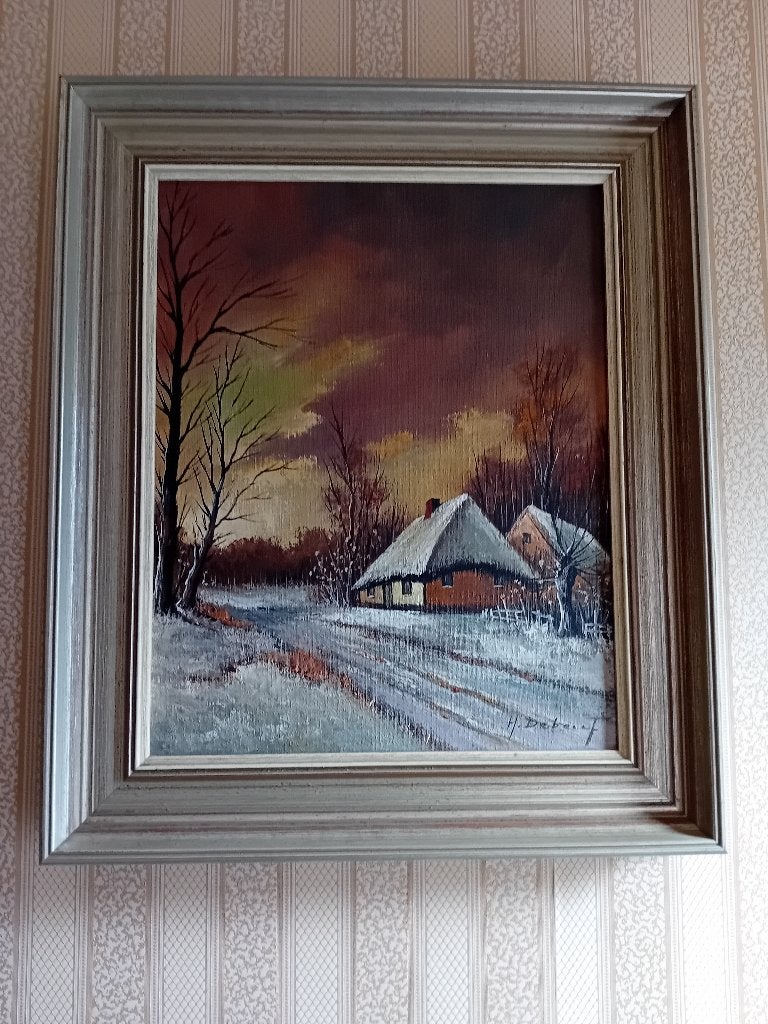 Schilderij winterlandschap, Ophalen, Zo goed als nieuw, Schilderij