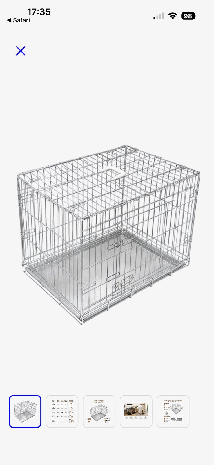 Ruime Hondenbench XXL (Double Door) – Zilver / Verzinkt, Dieren en Toebehoren, Ophalen, Gebruikt