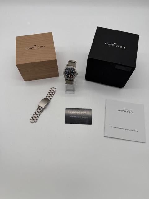 Hamilton Khaki field -Mechanical - 42mm - Compleet  + doosje, Montre-bracelet, Autres marques, Enlèvement ou Envoi, Comme neuf