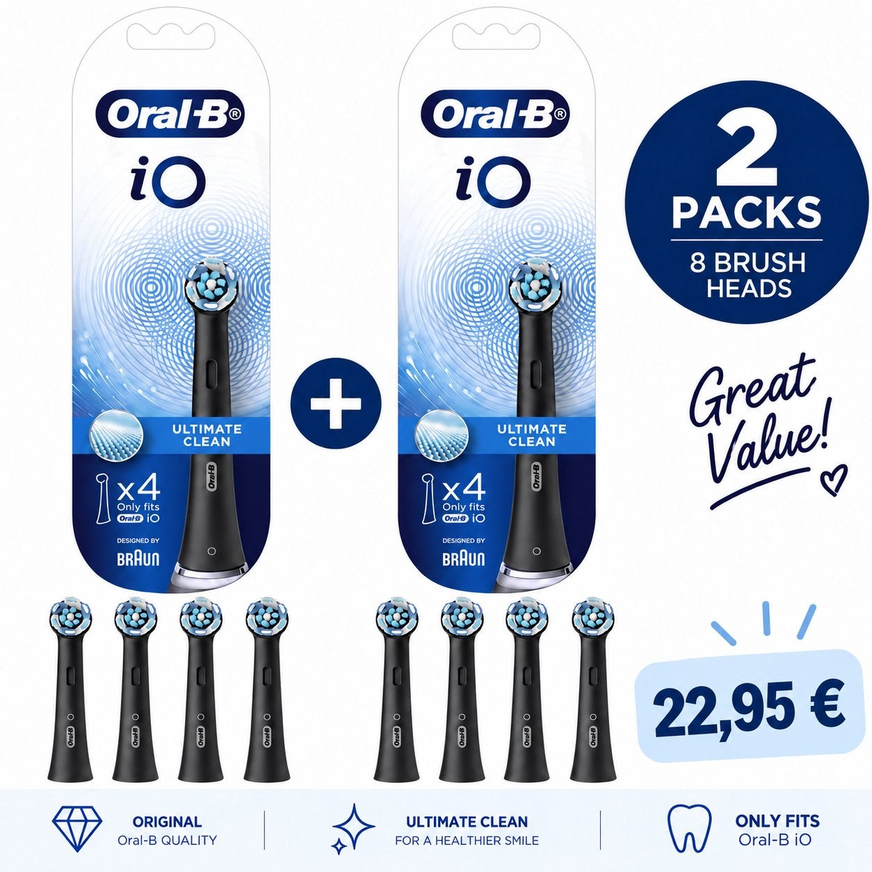 Oral-B iO Ultimate Clean Zwart – 8 Opzetborstels, Ophalen of Verzenden, Zo goed als nieuw, Opzetborstel