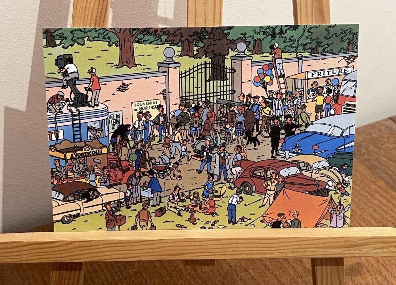 Kuifje Tim Hergé: Ansichtkaart „Teken jezelf”, Verzamelen, Verzenden, Kuifje, Zo goed als nieuw, Plaatje, Poster of Sticker