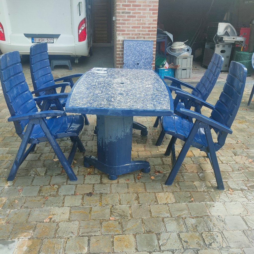 tuinset hoogblauw HARTMAN, Ophalen, 4 zitplaatsen, Kunststof, Bijzettafel