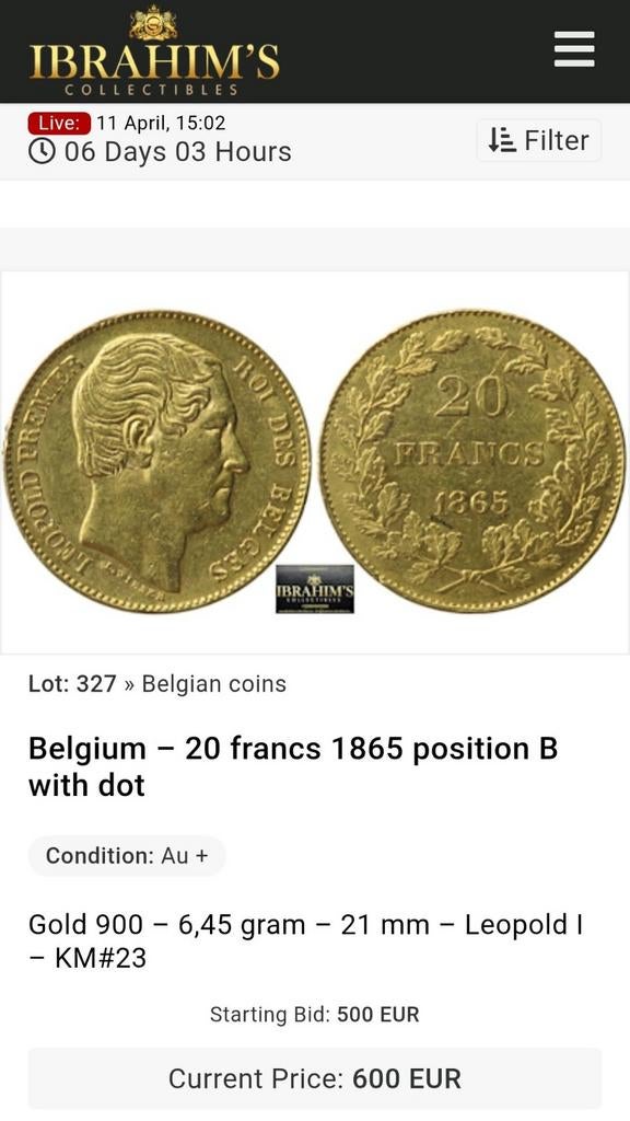 Diverse Gouden munten op onze komende veiling, Ophalen of Verzenden