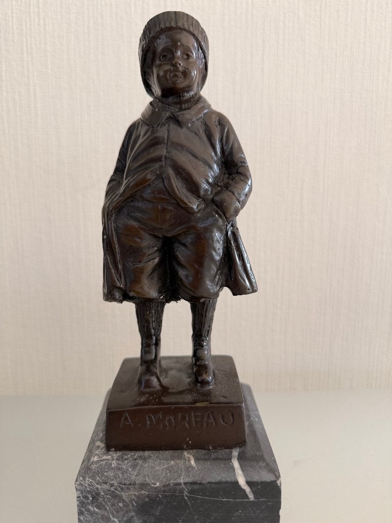 Bronzen beeldje A. Moreau, Antiek en Kunst, Ophalen, Brons