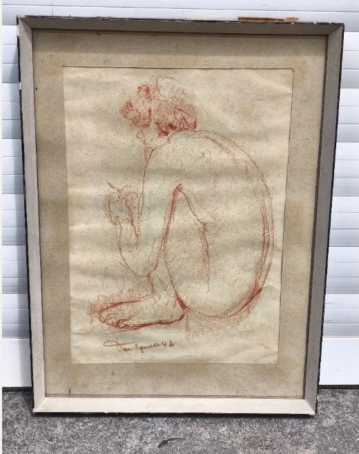 Sanguine femme nue signe José van gucht, Antiquités & Art, Enlèvement ou Envoi