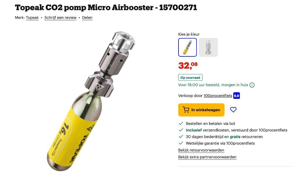 Pompe à CO2 Topeak Micro Air Booster, Vélos & Vélomoteurs, Enlèvement ou Envoi, Neuf