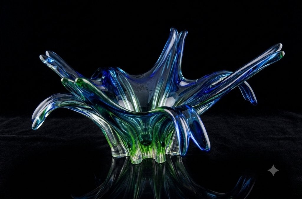 Centre de Table Vintage Murano - Ouraline / Uranium Glass, Antiquités & Art, Enlèvement