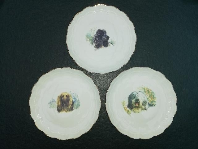 Decoratieve borden in porselein met hondenafbeelding, Ophalen of Verzenden