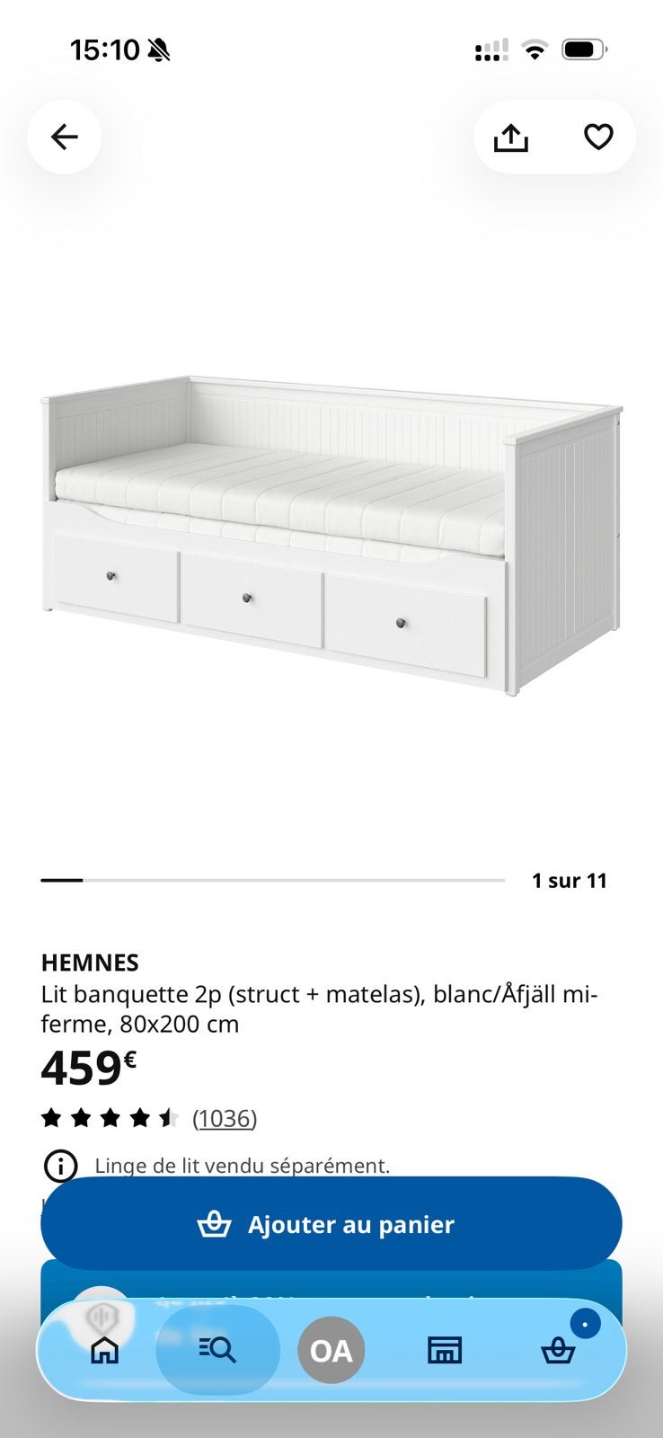 URGENT - Lit Banquette 2 x 1 personnes avec rangelent, Huis en Inrichting, Ophalen, Gebruikt