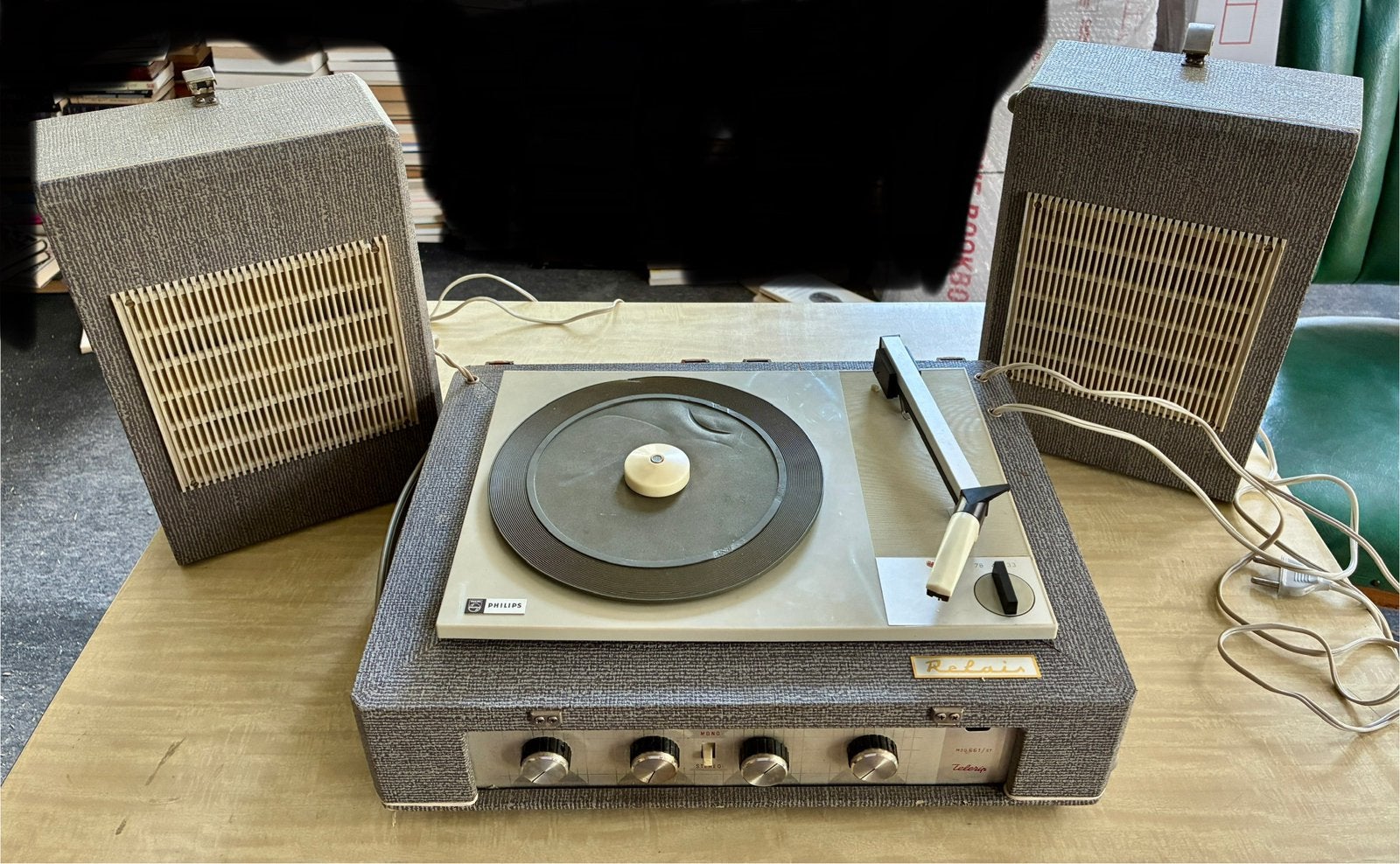Draagbare Philips platenspeler met speakers - as is, Ophalen, Niet werkend, Platenspeler, Philips