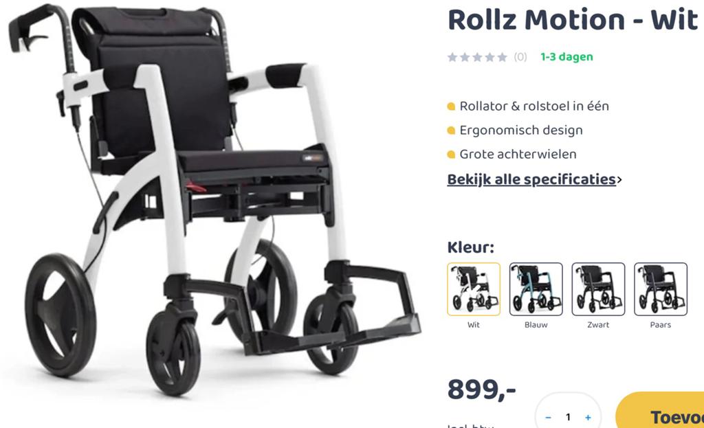 Rollz Motion rolstoel / rollator, Ophalen, Inklapbaar, Zo goed als nieuw