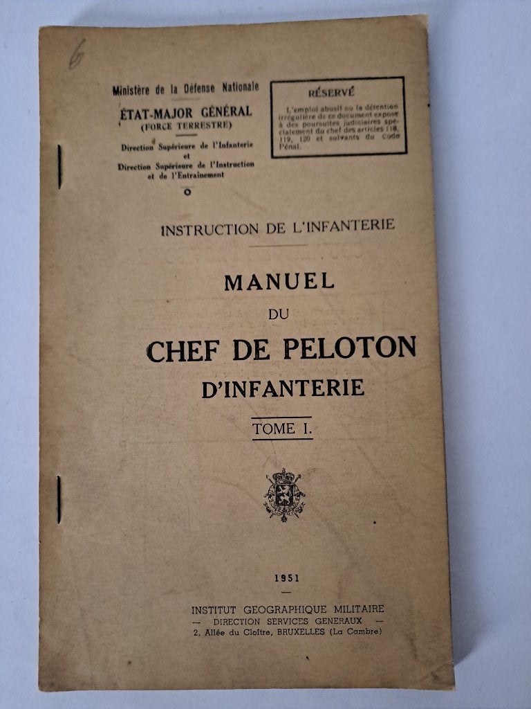 Manuel du chef de peloton d'infanterie, Verzamelen, Ophalen, Landmacht, Boek of Tijdschrift