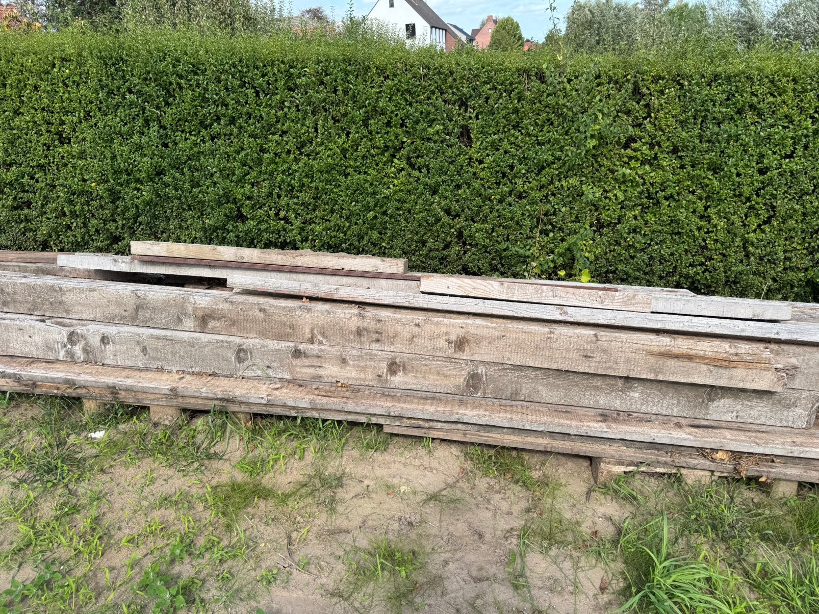 Houten balken, Jardin & Terrasse, Bois dur, Enlèvement, Utilisé, 250 cm ou plus