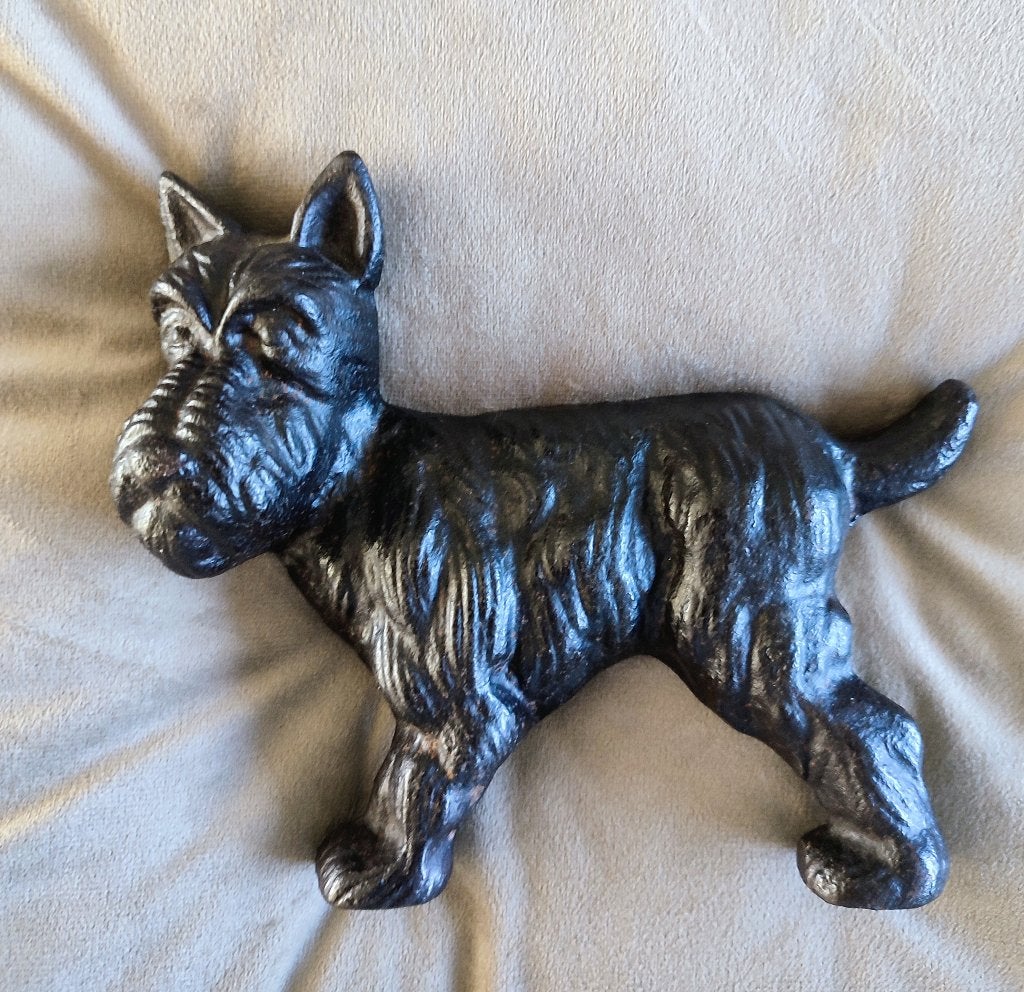 Gietijzeren zwarte Scottish Terrier. Wandversiering, Ophalen of Verzenden, Gebruikt, Dier